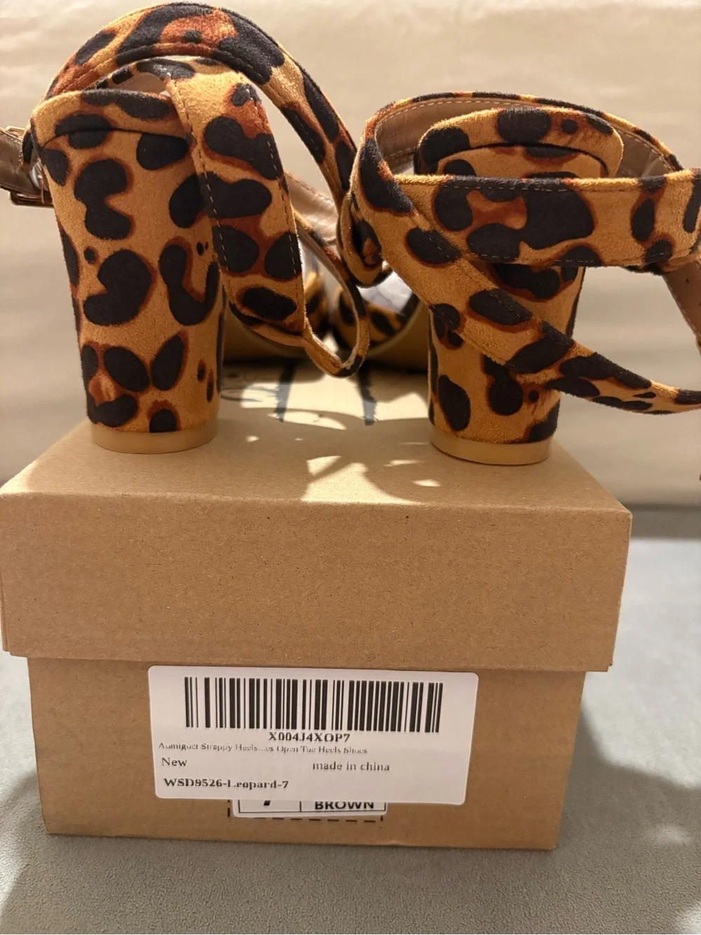 Women’s Leopard Print Block Heel Sandals - US Size 8.5